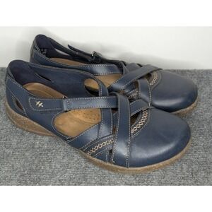 Clarks Roseville Step Mary Jane Shoes Women's Size 8.5 Navy Blue Leather